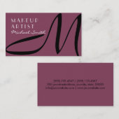 Makeup kunstenaar Stijlvol Monogram Modern Deep Ru Visitekaartje (Voorkant / Achterkant)