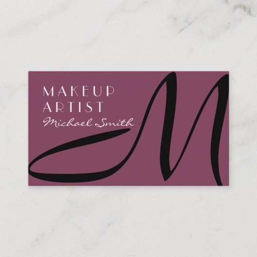 Makeup kunstenaar Stijlvol Monogram Modern Deep Ru Visitekaartje (Voorkant)