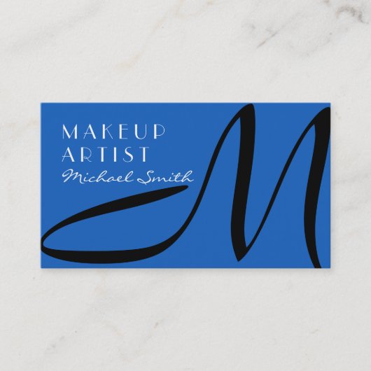 Makeup kunstenaar stijlvol monogram modern denim visitekaartje (Voorkant)