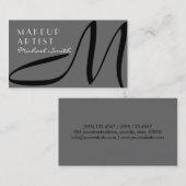 Makeup kunstenaar stijlvol monogram modern dum gri visitekaartje (Voorkant / Achterkant)
