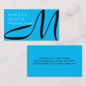 Makeup kunstenaar stijlvol monogram modern hemelbl visitekaartje (Voorkant / Achterkant)