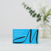 Makeup kunstenaar stijlvol monogram modern hemelbl visitekaartje (Staand voorkant)