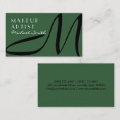 Makeup kunstenaar stijlvol monogram modern Moss Gr Visitekaartje (Voorkant / Achterkant)