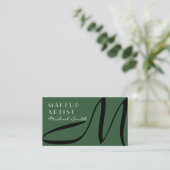 Makeup kunstenaar stijlvol monogram modern Moss Gr Visitekaartje (Staand voorkant)