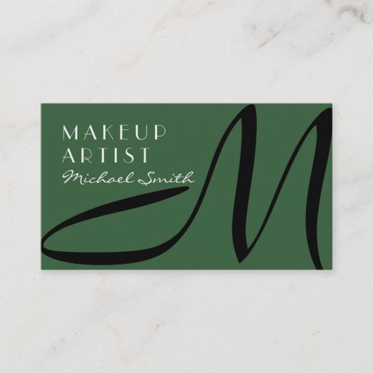 Makeup kunstenaar stijlvol monogram modern Moss Gr Visitekaartje (Voorkant)