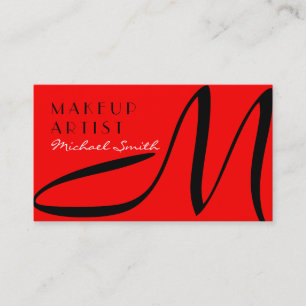 Makeup kunstenaar stijlvol monogram modern rood visitekaartje