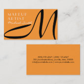 Makeup kunstenaar Stijlvol Monogram Modern Saffron Visitekaartje (Voorkant / Achterkant)