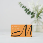 Makeup kunstenaar Stijlvol Monogram Modern Saffron Visitekaartje (Staand voorkant)