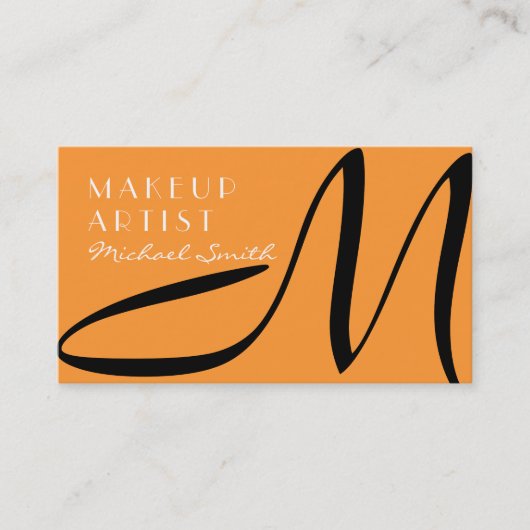 Makeup kunstenaar Stijlvol Monogram Modern Saffron Visitekaartje (Voorkant)