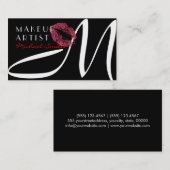 Makeup kunstenaar stijlvolle Rode Lips Monogram Visitekaartje (Voorkant / Achterkant)