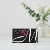 Makeup kunstenaar stijlvolle Rode Lips Monogram Visitekaartje (Staand voorkant)