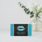 Makeup kunstenaar Turquoise Glitter Lips Modern Sa Visitekaartje (Staand voorkant)