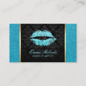 Makeup kunstenaar Turquoise Glitter Lips Modern Sa Visitekaartje (Voorkant)