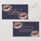 Makeup kunstenaar typografie lippen faux roos gold visitekaartje (Voorkant / Achterkant)