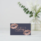 Makeup kunstenaar typografie lippen faux roos gold visitekaartje (Staand voorkant)