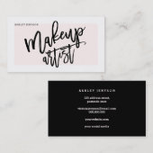 Makeup kunstenaar typografie moderne, lichtroze visitekaartje (Voorkant / Achterkant)