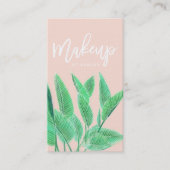 Makeup kunstenaar typografie waterverf tropisch bl visitekaartje (Voorkant)