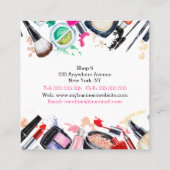 Makeup kunstenaar veegt trendy waterverf moderne s vierkante visitekaartje (Achterkant)