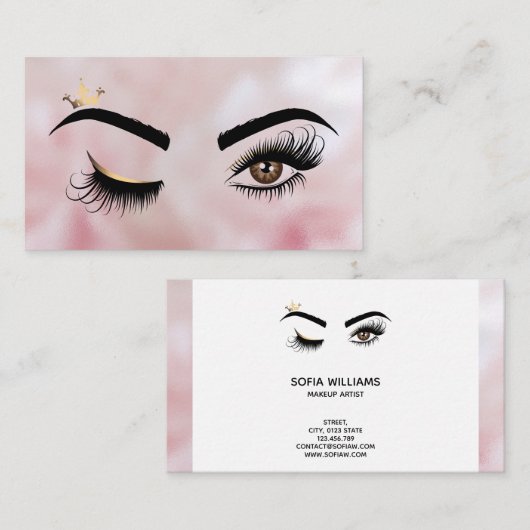 Makeup kunstenaar Wink Eye Beauty Salon Lash Exten Visitekaartje (Voorkant / Achterkant)