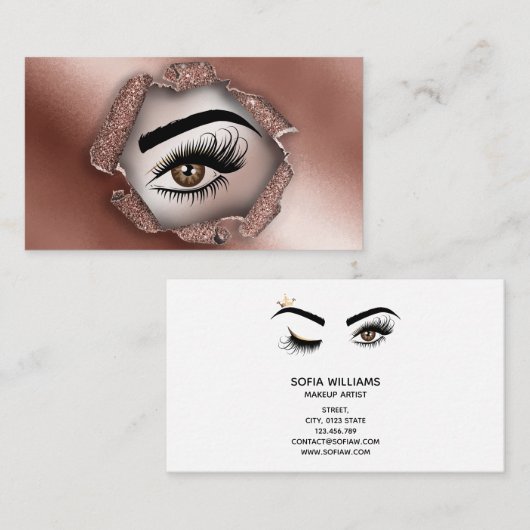Makeup kunstenaar Wink Eye Beauty Salon Lash Exten Visitekaartje (Voorkant / Achterkant)