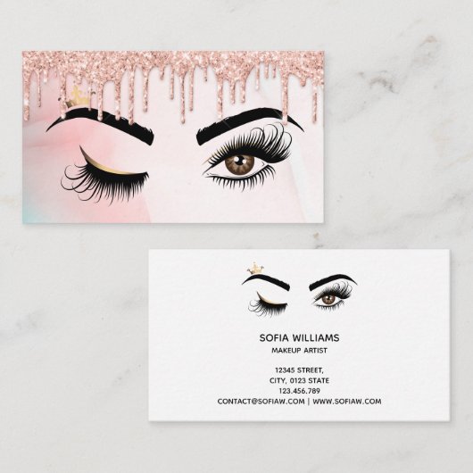 Makeup kunstenaar Wink Eye Beauty Salon Lash Exten Visitekaartje (Voorkant / Achterkant)