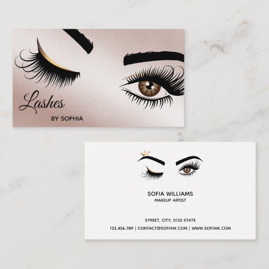 Makeup kunstenaar Wink Eye Beauty Salon Lash Exten Visitekaartje (Voorkant / Achterkant)