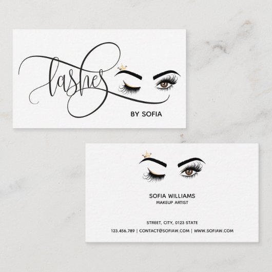 Makeup kunstenaar Wink Eye Beauty Salon Lash Exten Visitekaartje (Voorkant / Achterkant)
