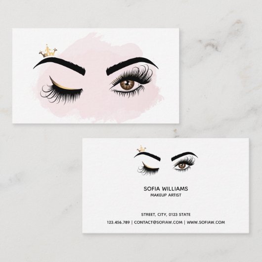 Makeup kunstenaar Wink Eye Beauty Salon Lash Exten Visitekaartje (Voorkant / Achterkant)