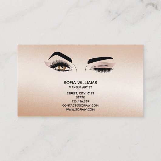 Makeup kunstenaar Wink Eye Beauty Salon Lash Exten Visitekaartje (Achterkant)