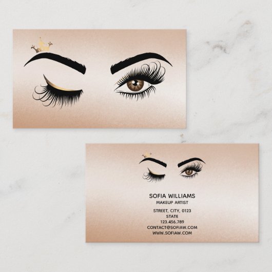 Makeup kunstenaar Wink Eye Beauty Salon Lash Exten Visitekaartje (Voorkant / Achterkant)