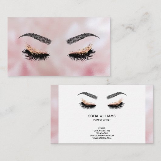 Makeup kunstenaar Wink Eye Beauty Salon Lash Exten Visitekaartje (Voorkant / Achterkant)