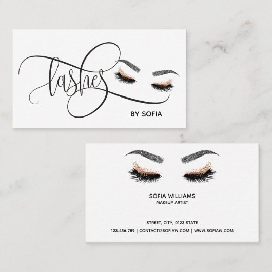 Makeup kunstenaar Wink Eye Beauty Salon Lash Exten Visitekaartje (Voorkant / Achterkant)