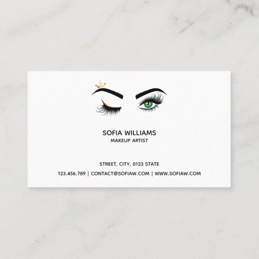 Makeup kunstenaar Wink Eye Beauty Salon Lash Exten Visitekaartje (Achterkant)