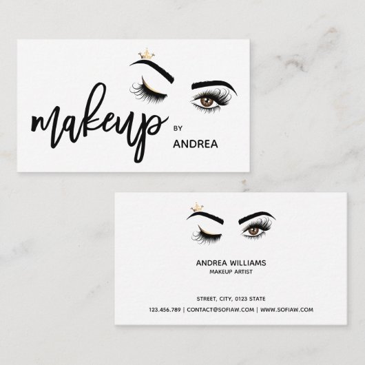 Makeup kunstenaar Wink Eye Beauty Salon Lash Exten Visitekaartje (Voorkant / Achterkant)