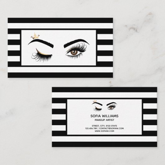 Makeup kunstenaar Wink Eye Beauty Salon Lash Exten Visitekaartje (Voorkant / Achterkant)