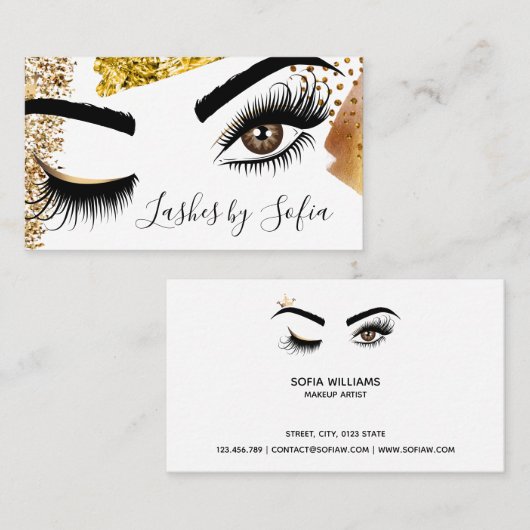 Makeup kunstenaar Wink Eye Beauty Salon Lash Exten Visitekaartje (Voorkant / Achterkant)