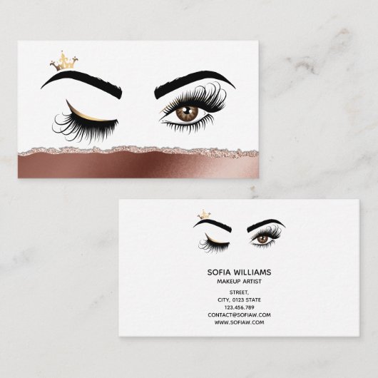 Makeup kunstenaar Wink Eye Beauty Salon Lash Exten Visitekaartje (Voorkant / Achterkant)