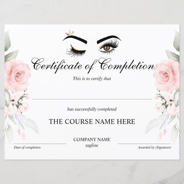 Makeup kunstenaar Wink Eye Certificate of Compleme (Voorkant)