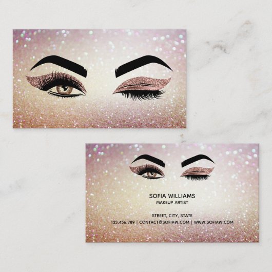 Makeup kunstenaar Wink Eye Lashes Roos Gold Visitekaartje (Voorkant / Achterkant)