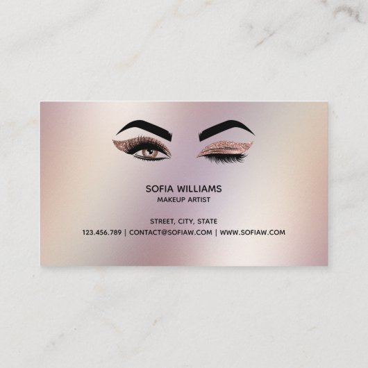 Makeup kunstenaar Wink Eye Lashes Roos Gold Visitekaartje (Achterkant)