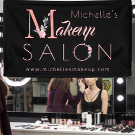 Makeup kunstenaarssalon noemt chic floral roze zwa spandoek