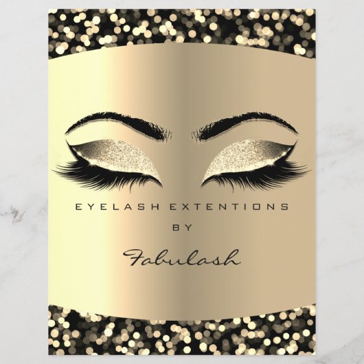 Makeup Lash Beauty Confetti Sepia Flyer-prijslijst Flyer (Achterkant)
