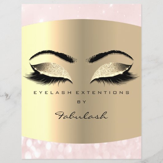 Makeup Lash Beauty Diamond Pink Flyer-prijslijst Flyer (Achterkant)