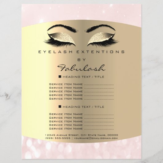 Makeup Lash Beauty Diamond Pink Flyer-prijslijst Flyer (Voorkant)