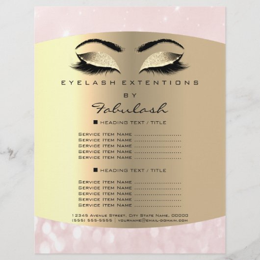 Makeup Lash Beauty Diamond Pink Flyer-prijslijst Flyer (Voorkant)