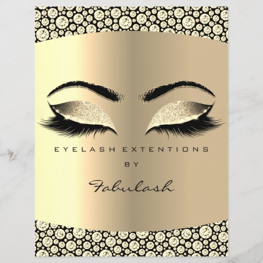 Makeup Lash Beauty Diamond Sepia Flyer-prijslijst Flyer (Achterkant)