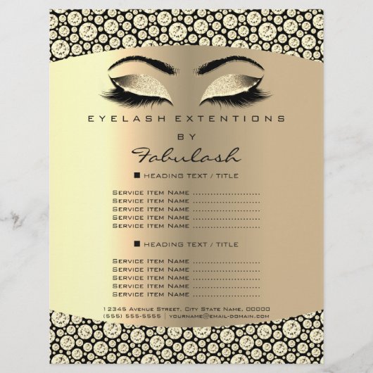 Makeup Lash Beauty Diamond Sepia Flyer-prijslijst Flyer (Voorkant)