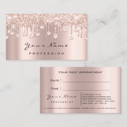 Makeup Lash Crystals Roos Drip Appointcard Afsprakenkaartje (Voorkant / Achterkant)