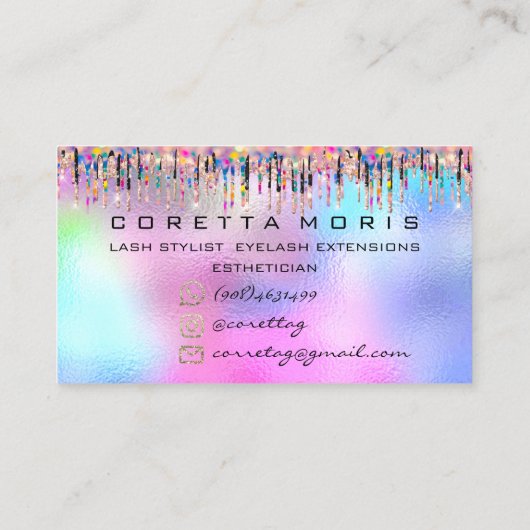 Makeup Lashes Appointment Holographic Visitekaartje (Achterkant)