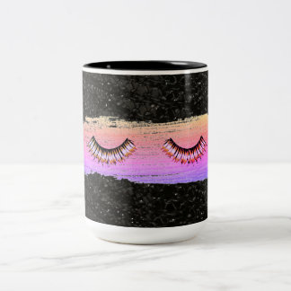 Makeup Lashes Beauty Black Multi-Color Coffee-Mok Tweekleurige Koffiemok